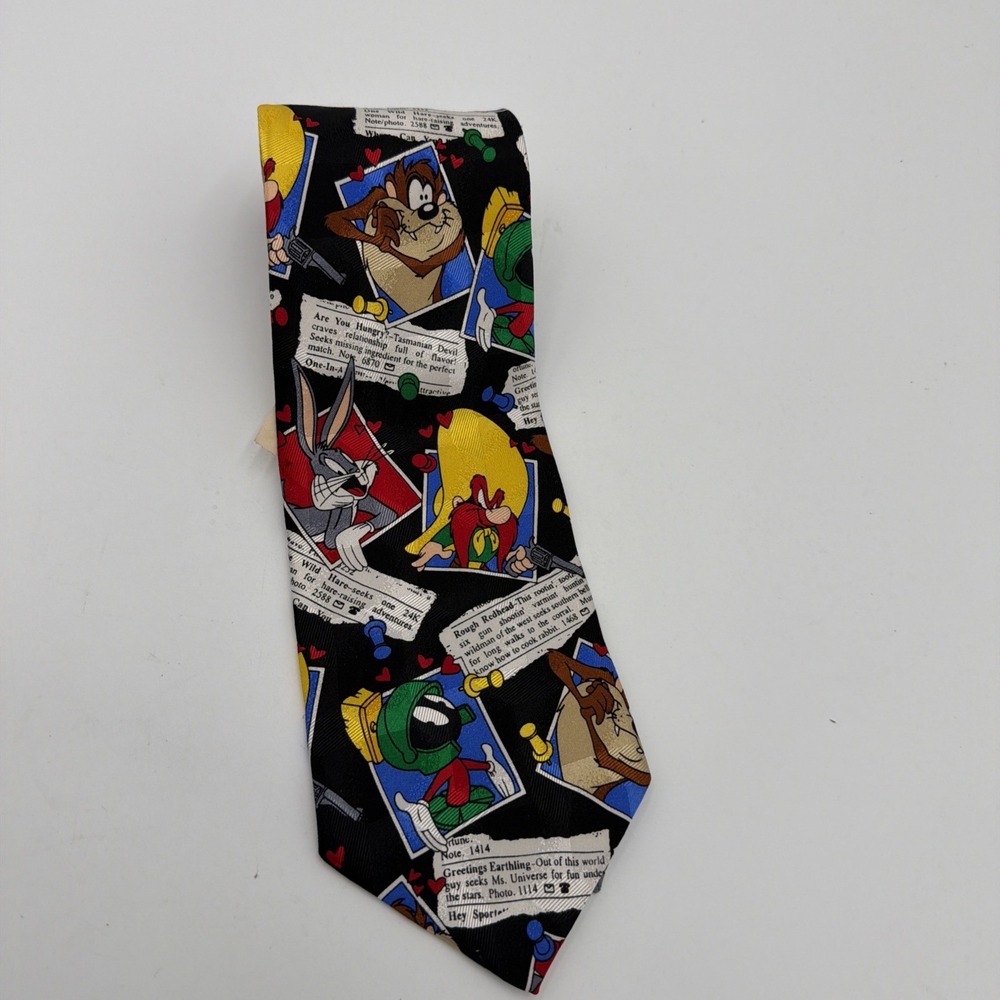 Vintage Looney Tunes Tie 100%silk 56" New With Tag